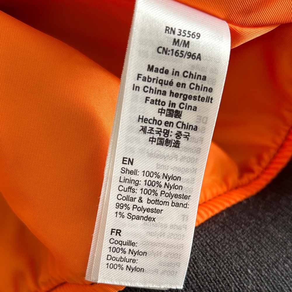 Alpha Industries Women’s MA-1 Bomber Jacket - Black/Orange - Picture 3 of 6